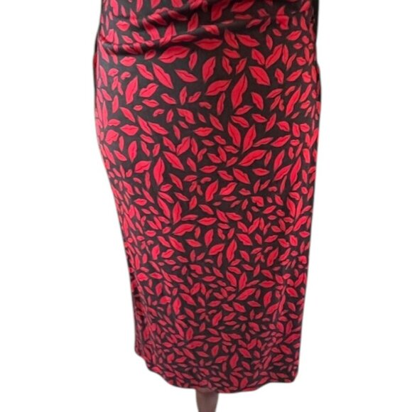 Diane von Furstenberg DVF Iconic Kiss Gildred Black Red Lip Wrap Silk Dress Sz 8 - Picture 7 of 16